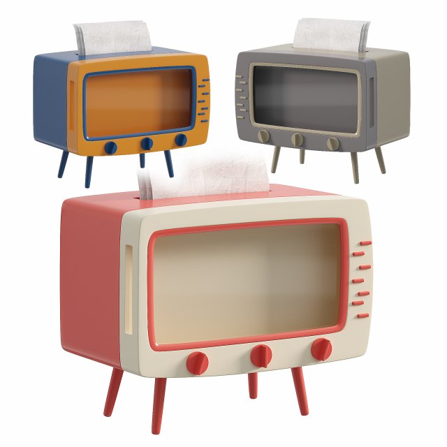 Vintage TV Tissue Box 3D Model .c4d .max .obj .3ds .fbx .stl .blend 