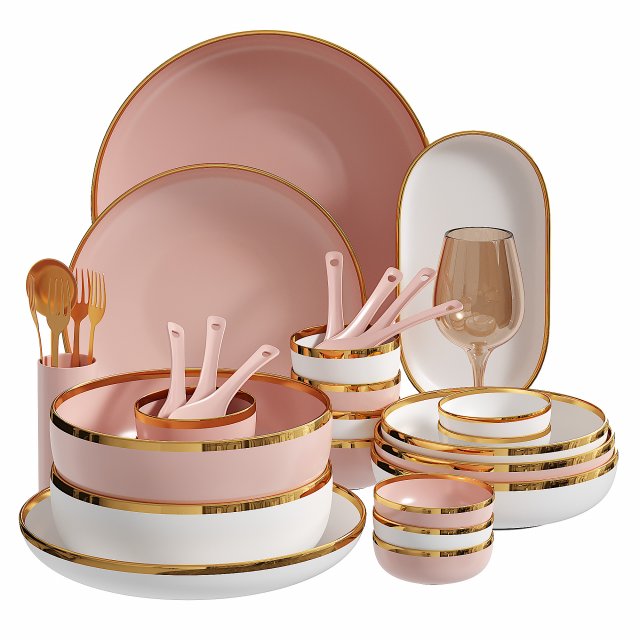 China tableware 3D Model .c4d .max .obj .3ds .fbx .stl .blend 