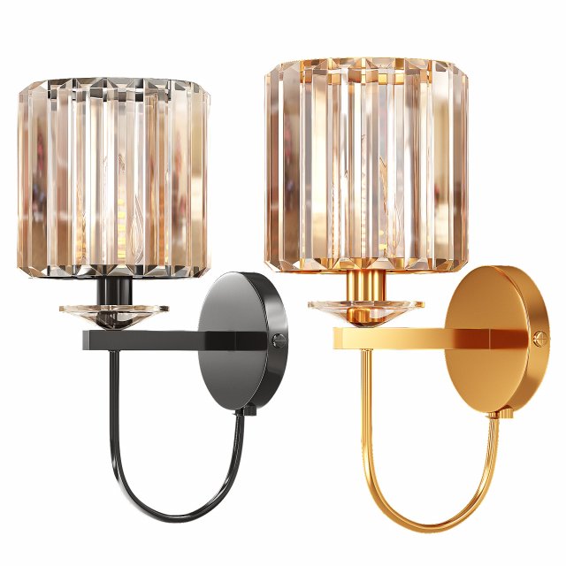 Gold ylindrical rystal all sconce Modello 3D .c4d .max .obj .3ds .fbx .stl .blend 