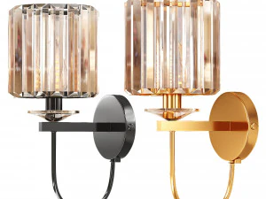 Applique da parete cilindrico in cristallo dorato Modello 3D