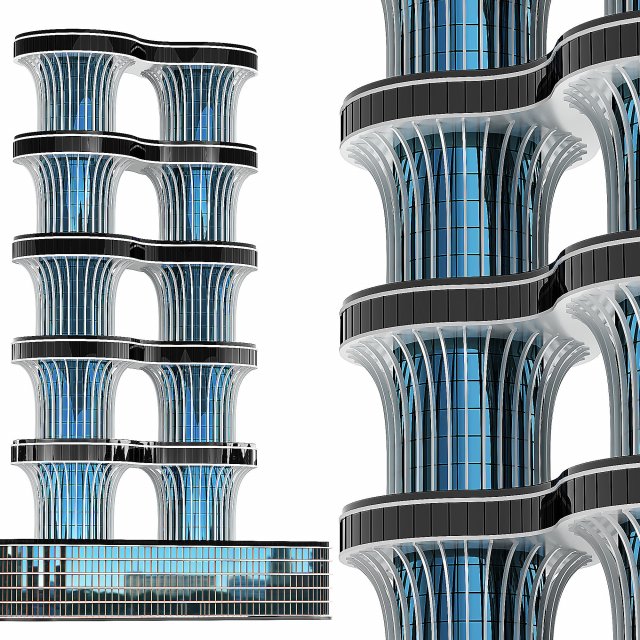 Multi storey modern high house 3D Model .c4d .max .obj .3ds .fbx .stl .blend 