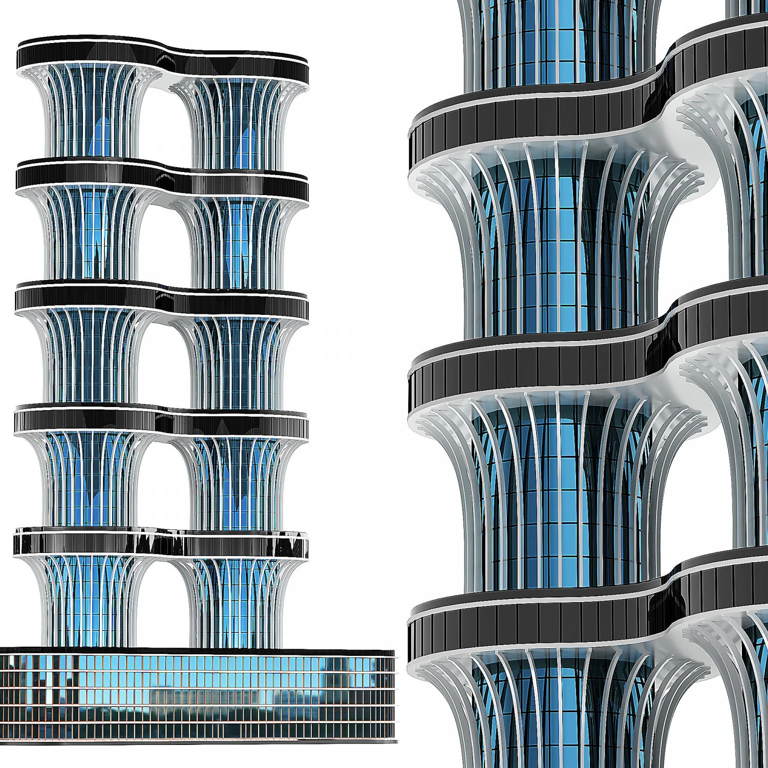 Multi storey modern high house 3D Model .c4d .max .obj .3ds .fbx .stl .blend 