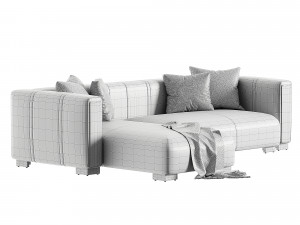 Veln Shape Gray Velvet Upholstered Sectional Sofa with Left Chaise Modelo 3D