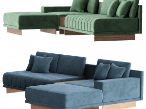 Shaped Blue Modular Sectional Sofa Chaise with Ottoman for Living Room 3D Model