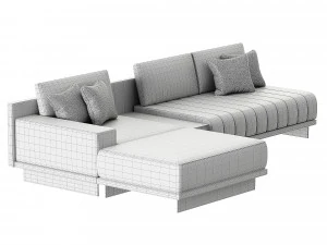 Shaped Blue Modular Sectional Sofa Chaise with Ottoman for Living Room 3D Model