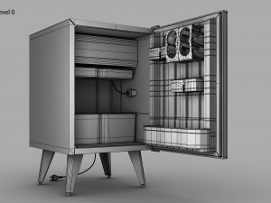 Retro Mini Fridge 3D Modell