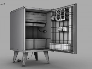 Retro Mini Fridge 3D Model