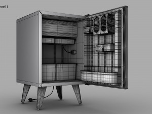 Retro Mini Fridge 3D Modell