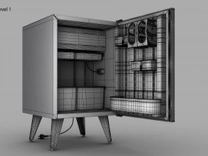 Retro Mini Fridge 3D Model
