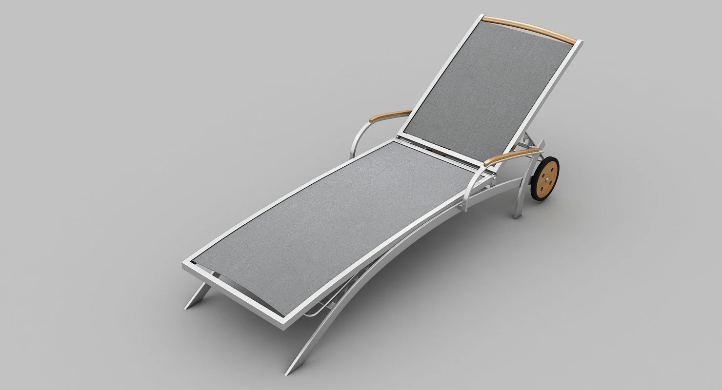 Steel Sun Lounger 3D Model .c4d .max .obj .3ds .fbx .stl .blend