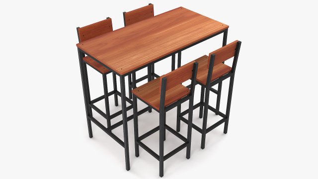 Industrial Pub Table 3D Model .c4d .max .obj .3ds .fbx .stl .blend