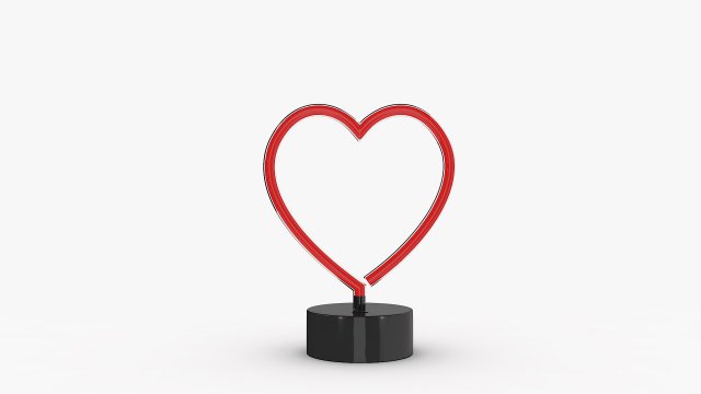 Neon Heart Lamp Model 3D .c4d .max .obj .3ds .fbx .stl .blend 