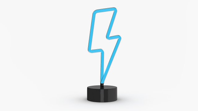 Neon Lightning Lamp Modelo 3D .c4d .max .obj .3ds .fbx .stl .blend 