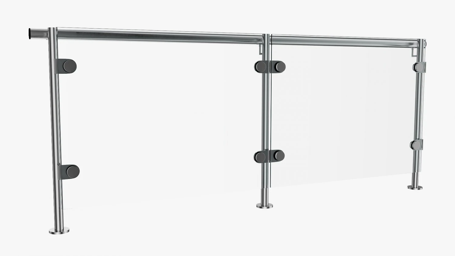 Glass Panel Handrail 3D Model .c4d .max .obj .3ds .fbx .stl .blend