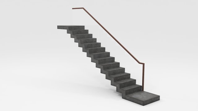 Modern concrete floating stair Model 3D .c4d .max .obj .3ds .fbx .stl .blend 