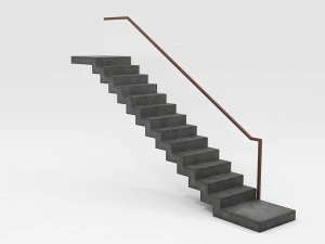 Modern concrete floating stair 3D Model