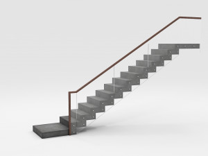Modern concrete floating stair Model 3D