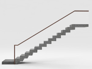 Modern concrete floating stair Model 3D