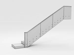Modern concrete floating stair 3D Model