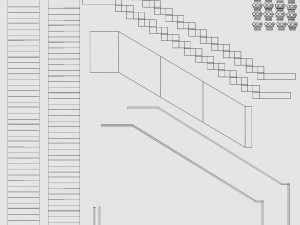 Modern concrete floating stair 3D Model