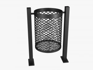 House iron trash can set 3D Model
