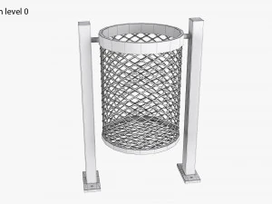 House iron trash can set 3D Model