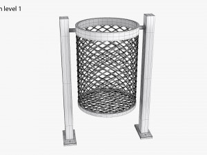 House iron trash can set 3D-Modell