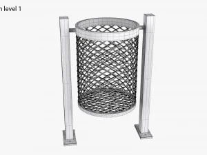 House iron trash can set 3D Model