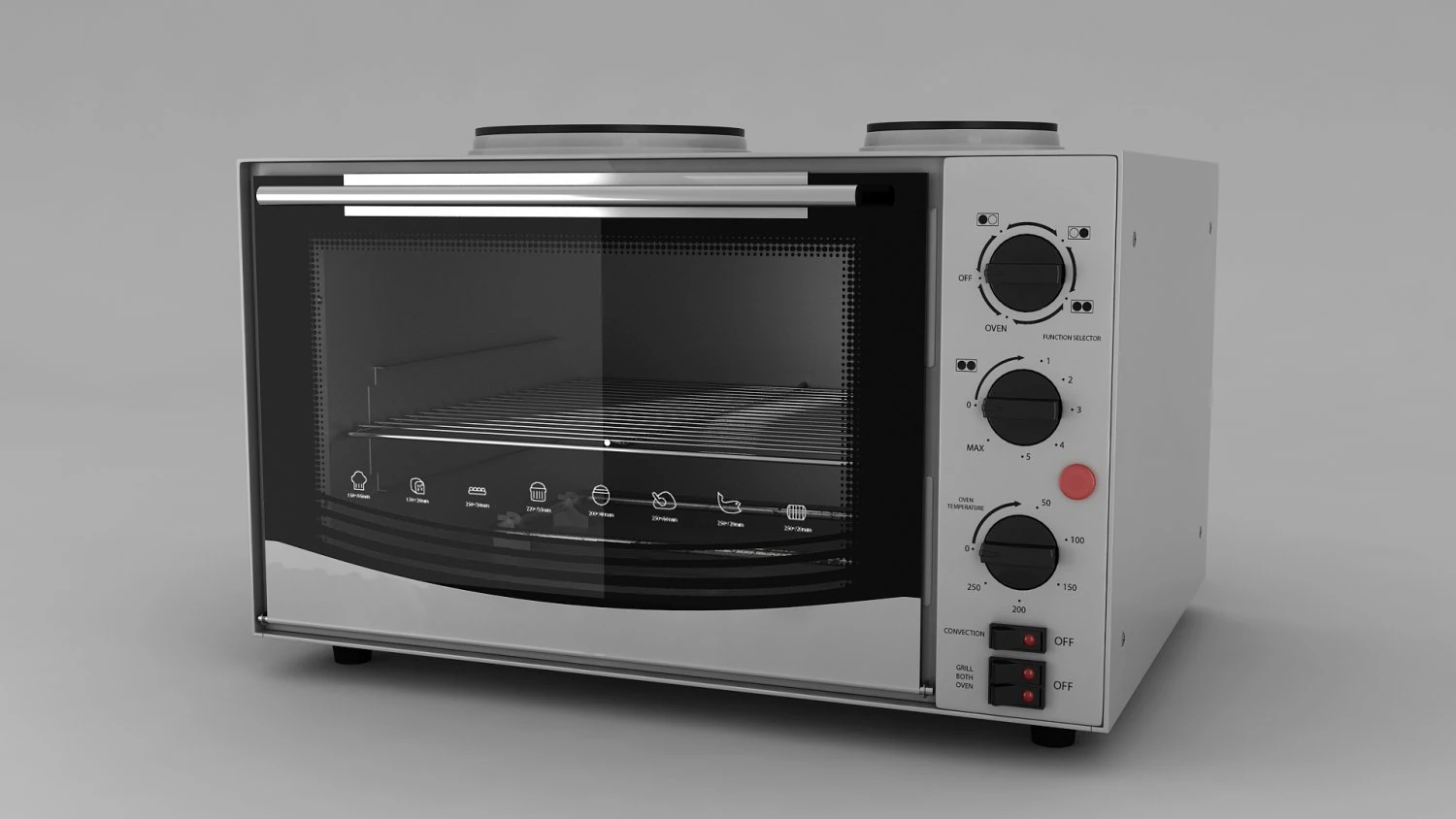 Mini oven 3D Model .c4d .max .obj .3ds .fbx .stl .blend 