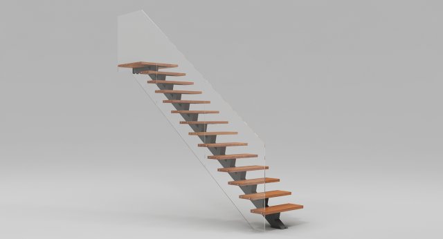 Modern floating Stair 3D Model .c4d .max .obj .3ds .fbx .stl .blend 