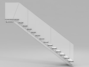 Modern floating Stair 3D Model