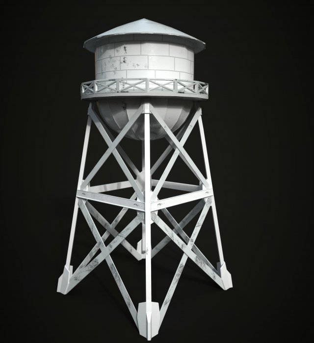 Watertower Model 3D .c4d .max .obj .3ds .fbx .stl .blend
