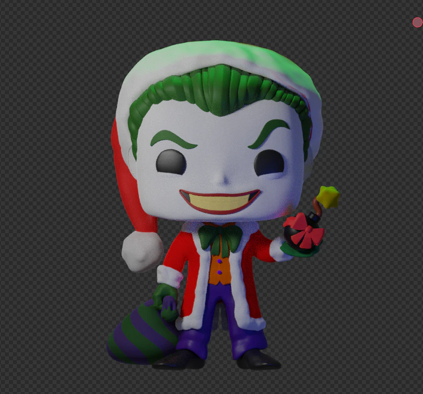 Funko-Pop Joker Christmas Edition 3D Model .c4d .max .obj .3ds .fbx .stl .blend 