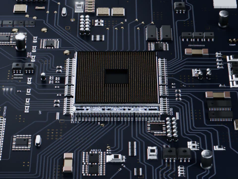 CPU 컨셉 칩 코어 3D 모델