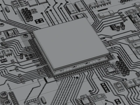 CPU 컨셉 칩 코어 3D 모델