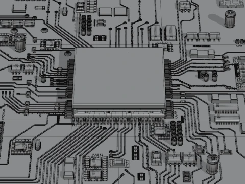 CPU 컨셉 칩 코어 3D 모델