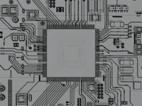 CPU 컨셉 칩 코어 3D 모델