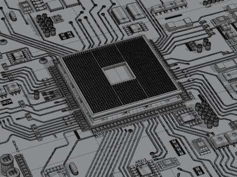 CPU CONCEPT Chip Core 3D मॉडल