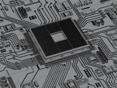 CPU 컨셉 칩 코어 3D 모델