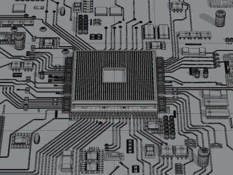 CPU 컨셉 칩 코어 3D 모델
