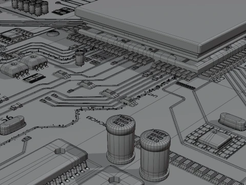 CPU 컨셉 칩 코어 3D 모델