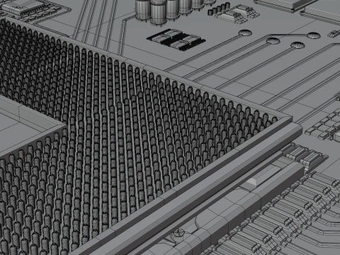 CPU 컨셉 칩 코어 3D 모델