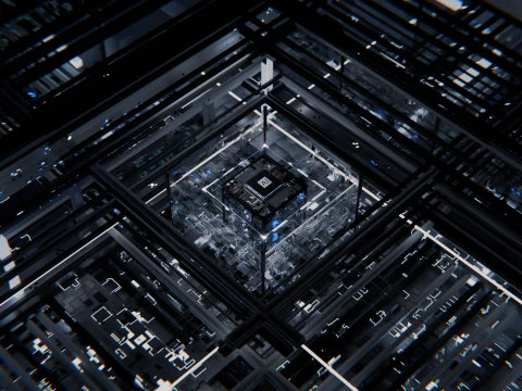 Conceito de CPU de placa de circuito AI Modelo 3D