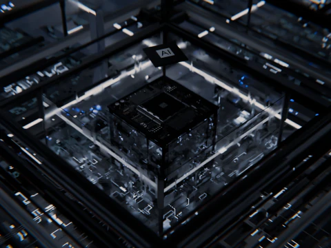 Conceito de CPU de placa de circuito AI Modelo 3D