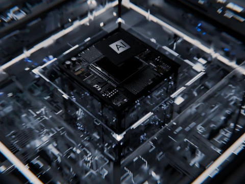 Conceito de CPU de placa de circuito AI Modelo 3D