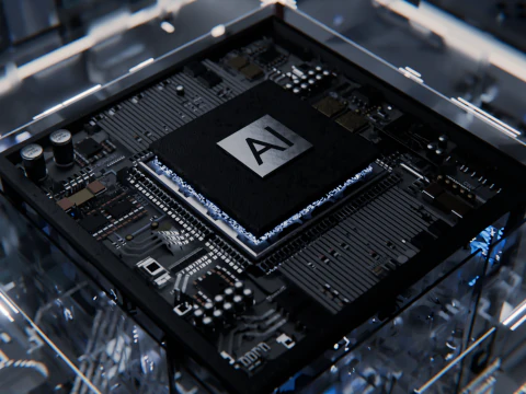 Conceito de CPU de placa de circuito AI Modelo 3D