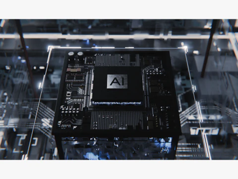 Conceito de CPU de placa de circuito AI Modelo 3D