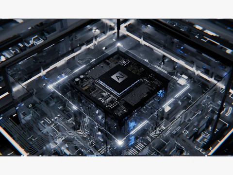 Conceito de CPU de placa de circuito AI Modelo 3D