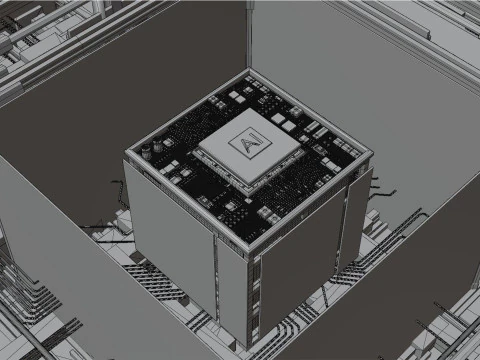 Conceito de CPU de placa de circuito AI Modelo 3D