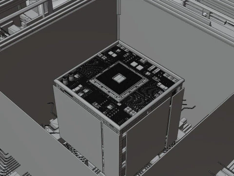 Conceito de CPU de placa de circuito AI Modelo 3D